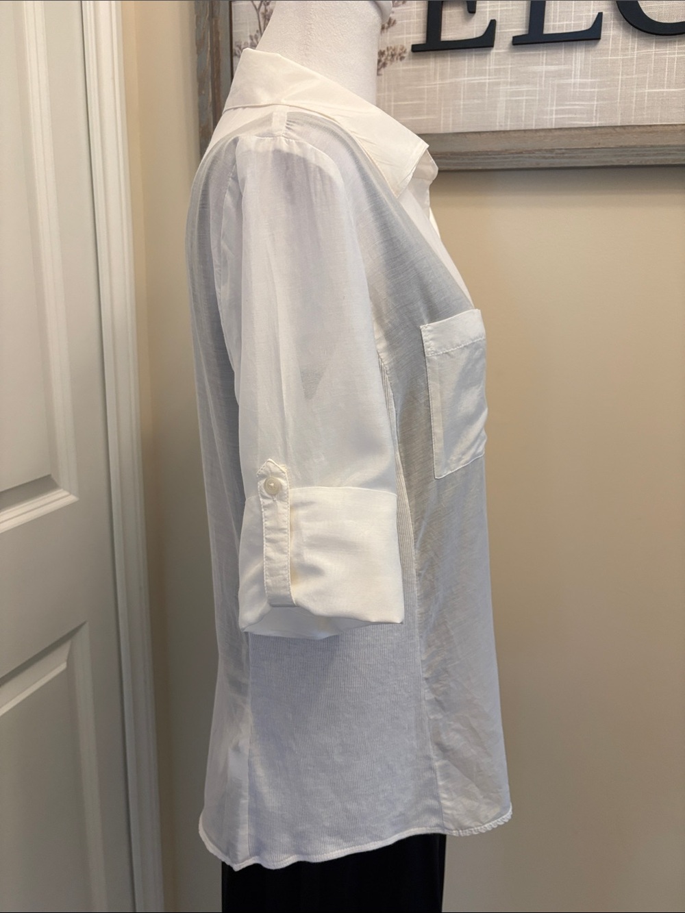Ann Taylor Off-White Semi-Sheer Silk Blouse size 8 - Picture 4 of 14